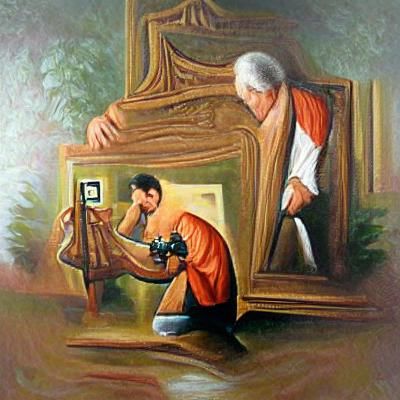 Recursive Oil Painting of a Man Painting