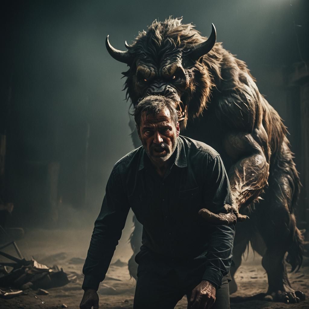 Man Battles Inner Beast in Cinematic Style