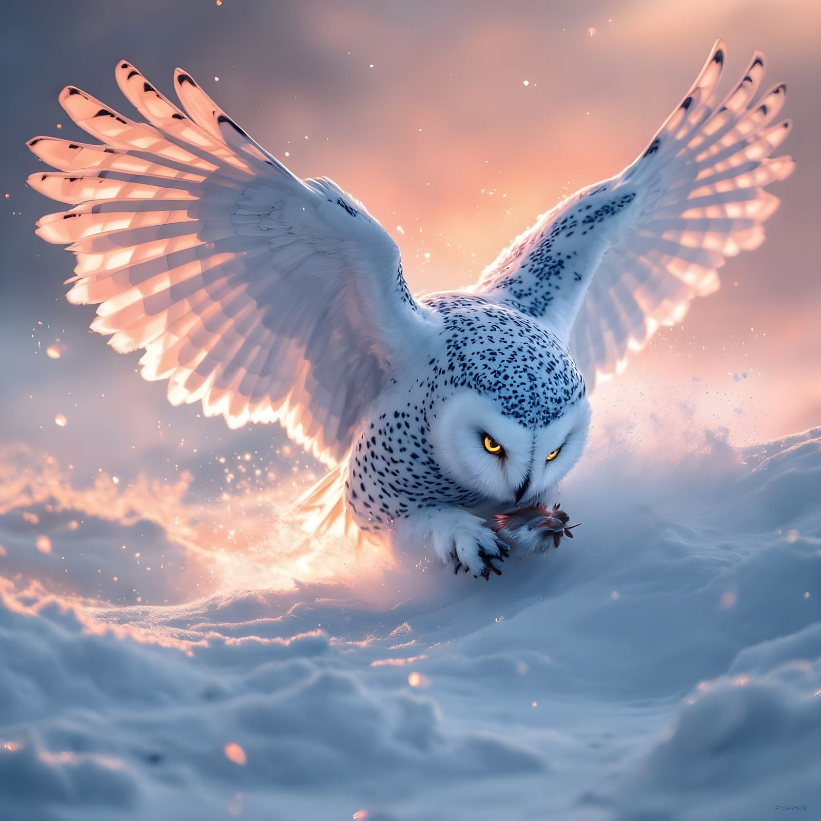 A Snowy Owl catching its breakfast...