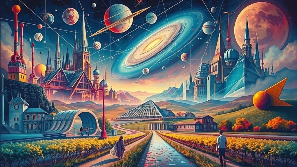 Vibrant Constructivist Collage with Geometric Shapes and Ove...