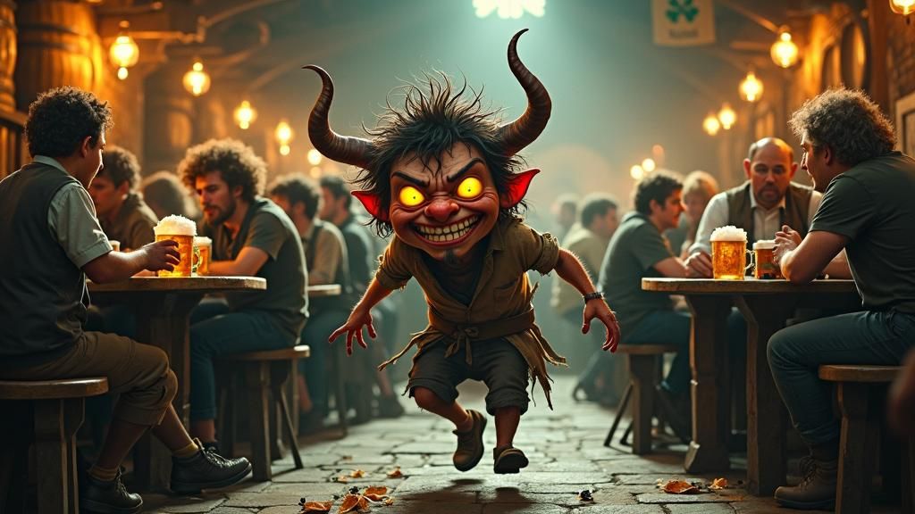 Mischievous Clurichaun Causes Chaos in Irish Pub