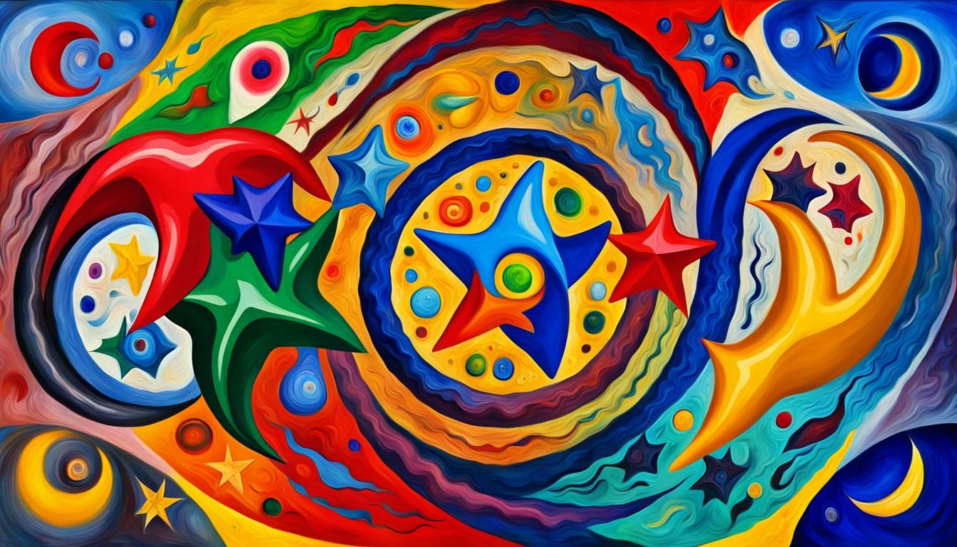 Celestial Stars in Impasto Style with Vivid Colors