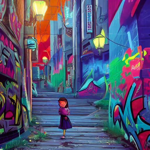 Corn Field Cityscape with Graffiti in 3D Style