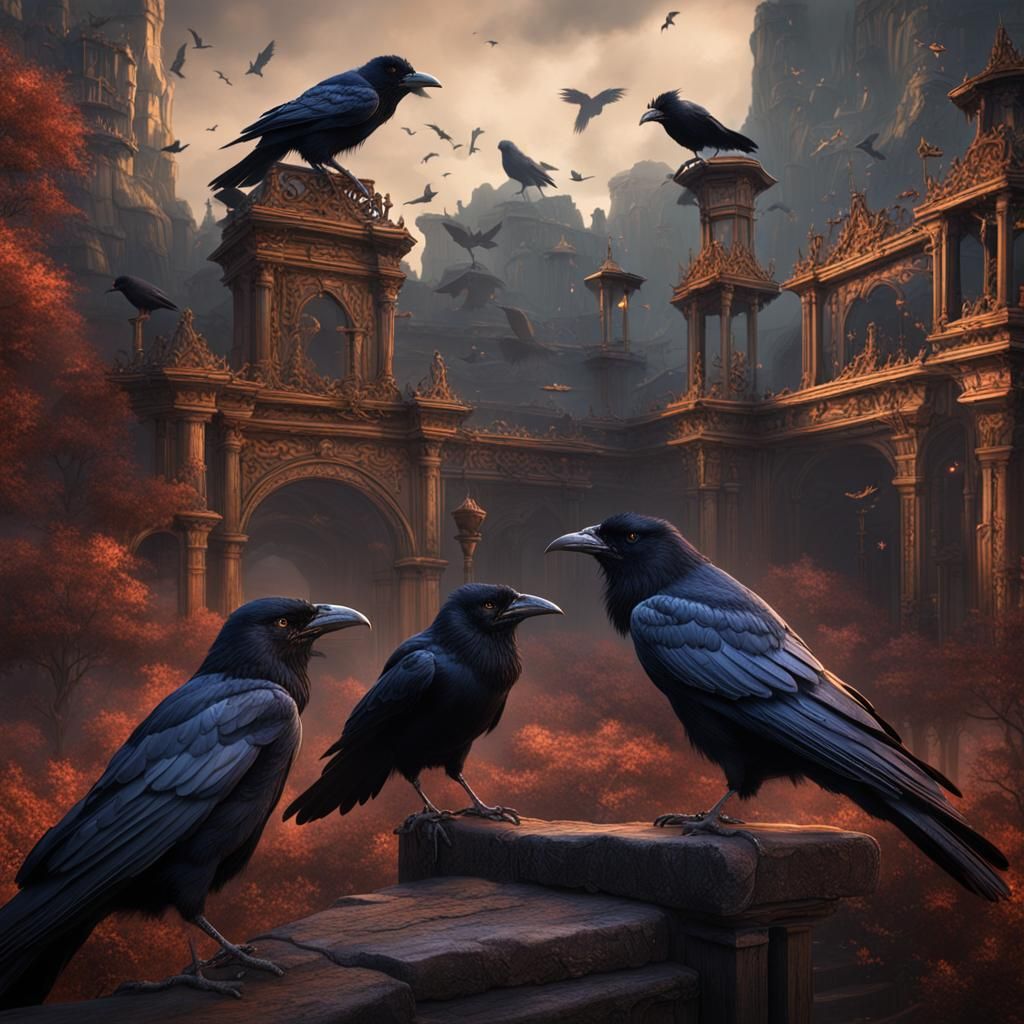 Crows Audience in Detailed Matte Painting