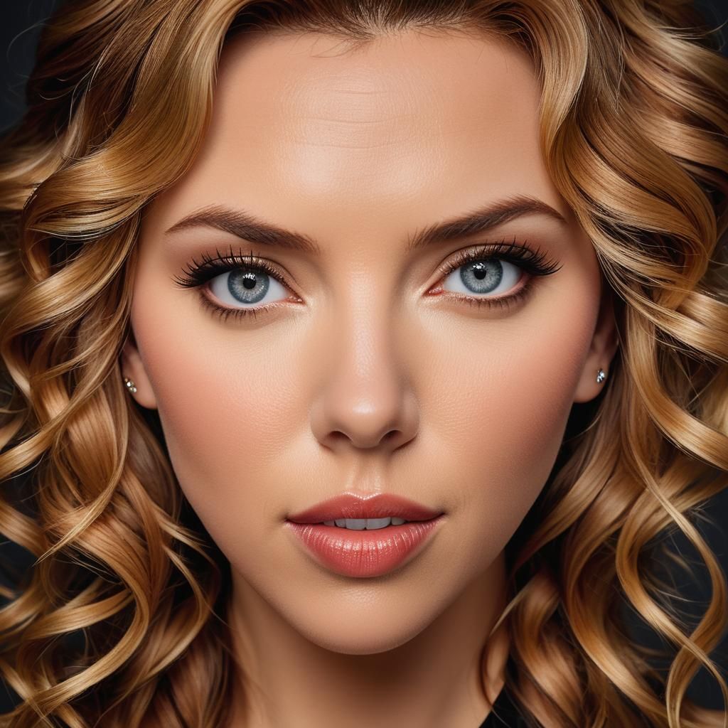 professional photograph of Scarlett Johansson, perfect symmetric eyes, gorgeous face, detailed skin with pores, with sof...