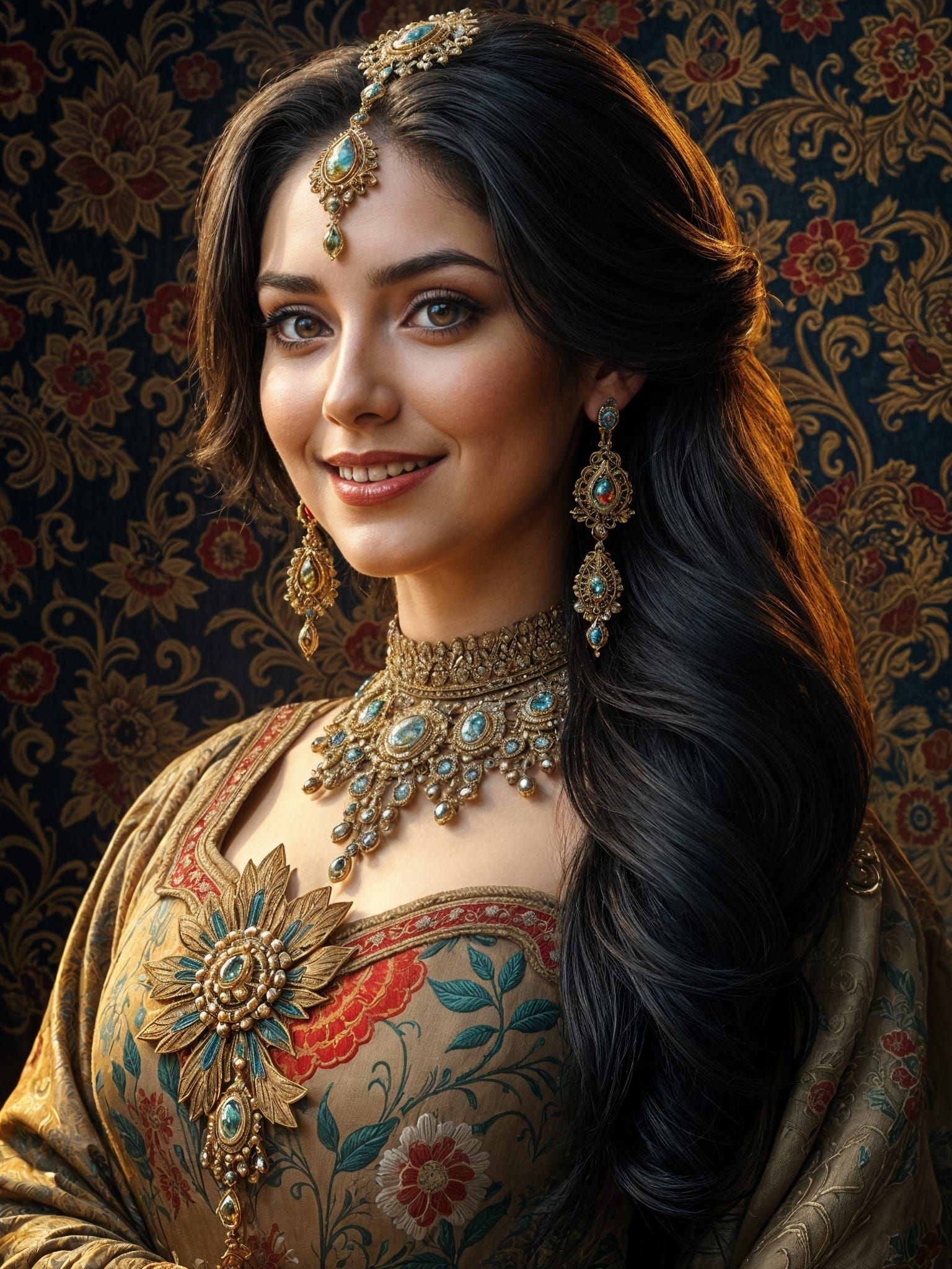 Regal Elegance in Traditional Oil Painting