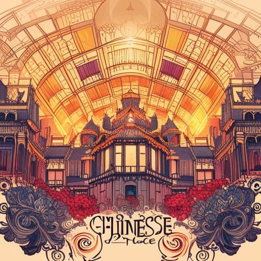 Luminous Chinese Palace Digital Painting