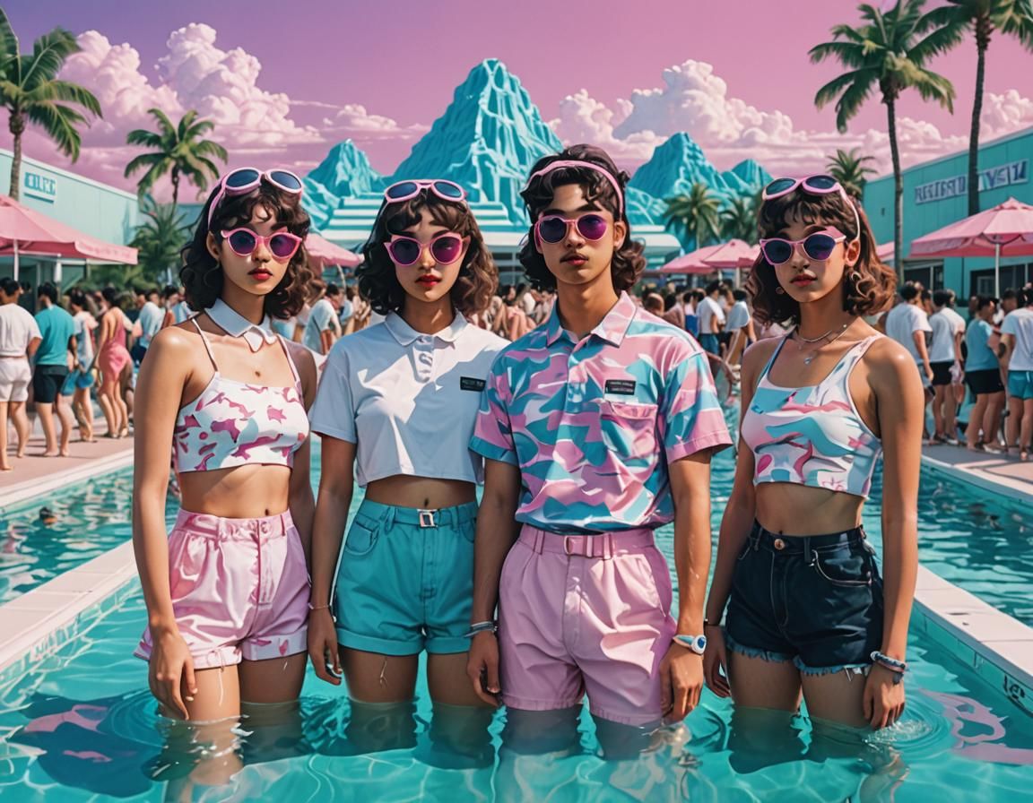Vaporwave Pool Party: Retro-Futuristic Summer