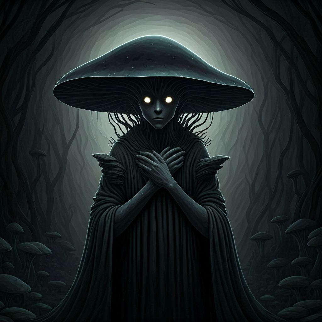 Eerie Myconoid in Dark Noir Style