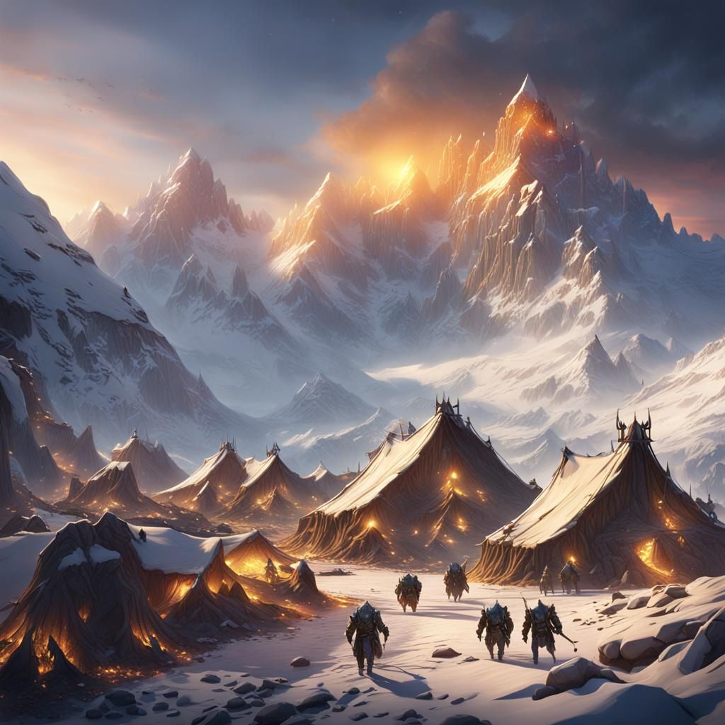 Orc Camp at Golden Mountain Sunset