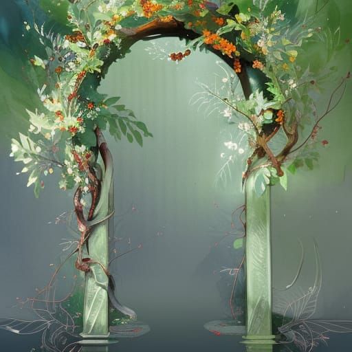 Blooming Crossvine Arch in Gouache and Watercolor