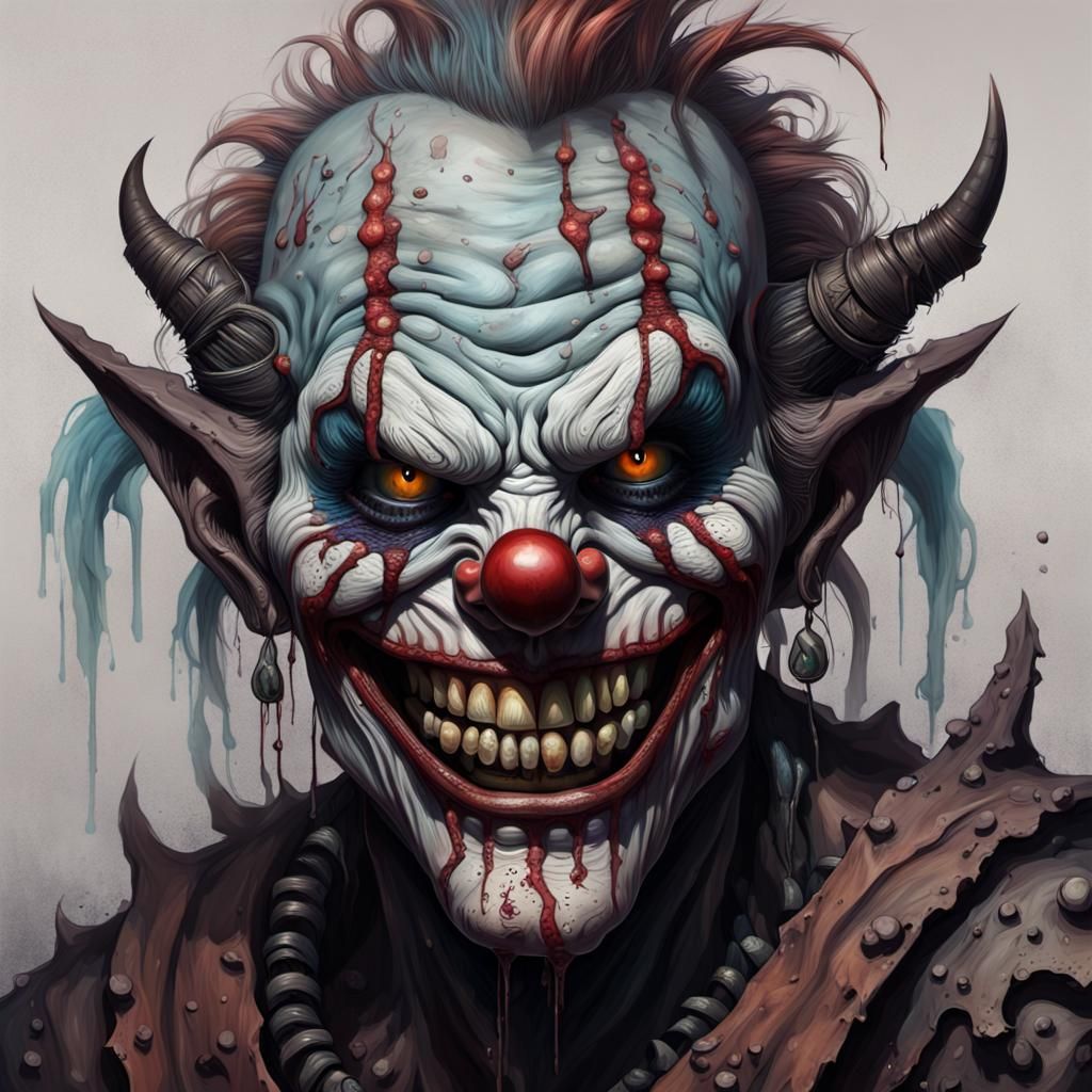 Dark Fantasy Draugr Clown Portrait in Realism Style