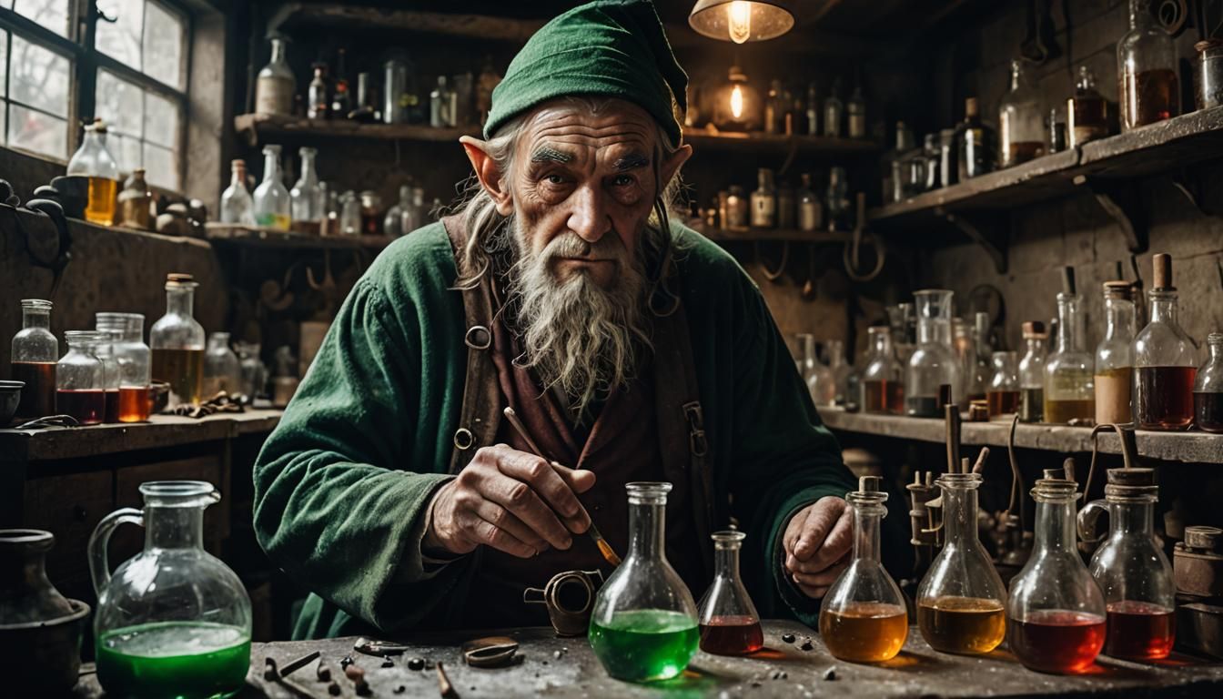 Elf Alchemist Portrait in Ambient Light