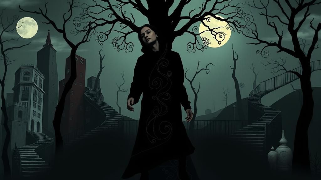 Surreal Sleepwalker in Dreamlike Landscape