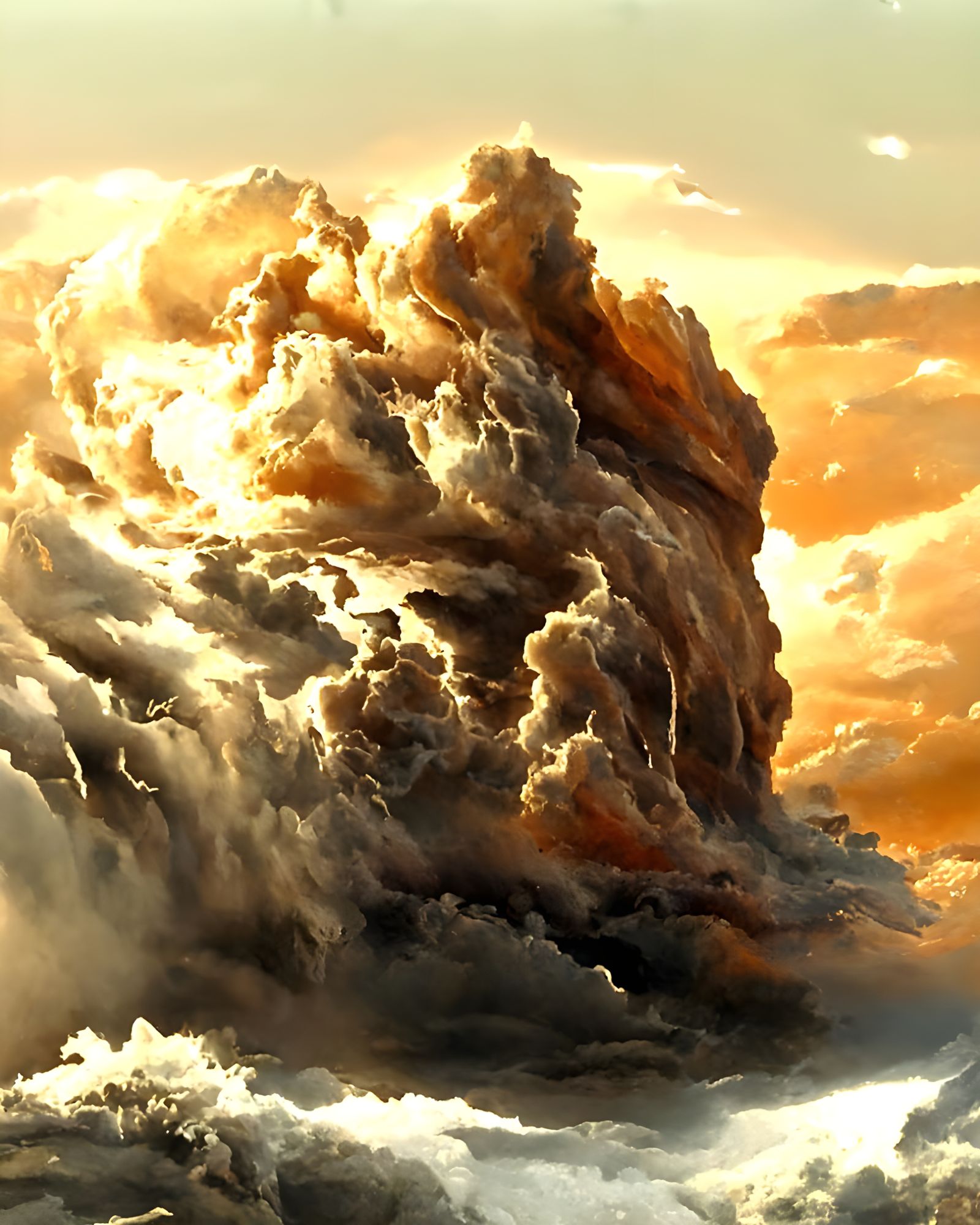 Colorful Night Sky Landscape in Watercolor Scheme