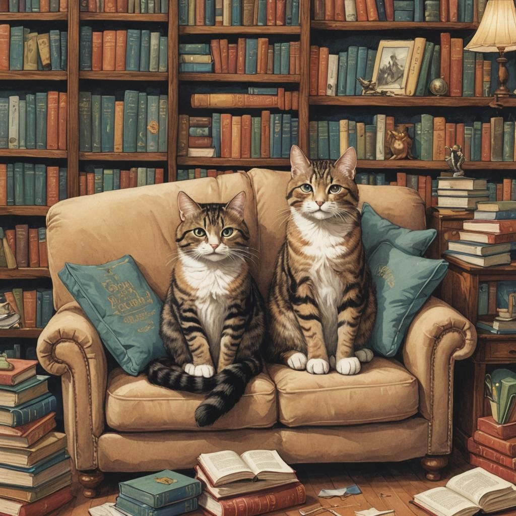 Cat on Sofa Storybook Illustration