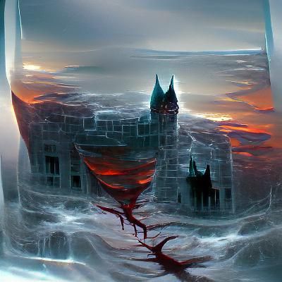 Sinister Glass Castle, Detailed Fantasy Art