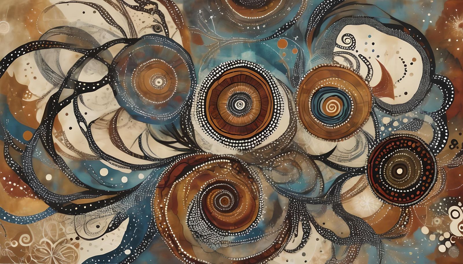 Aboriginal Star Cluster in Dreamtime Batik Style