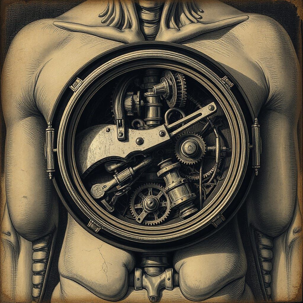 Anatomical Etching of Snare Drum in Human Chest