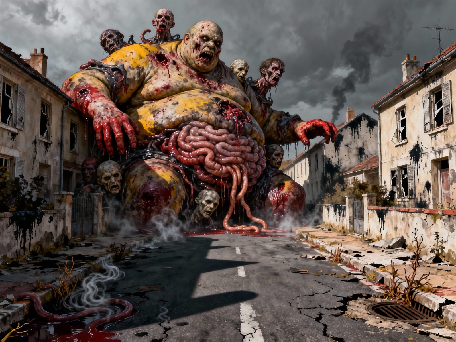 Bloated Zombie Abomination on French Road
