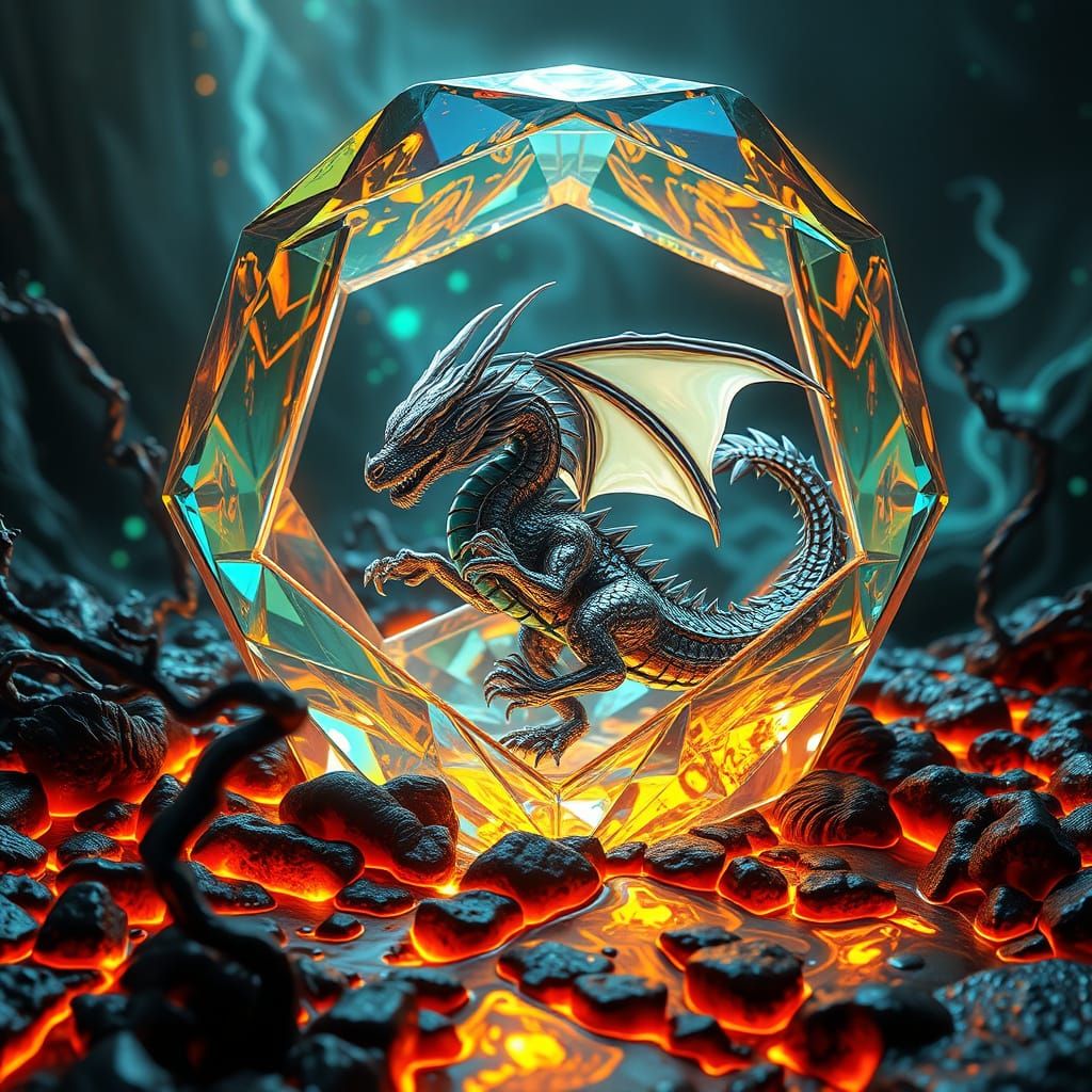 Magnetic Dragon in Shimmering 4D Tesseract