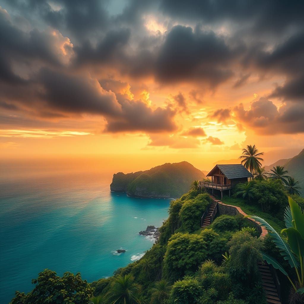 Serenity in Indonesian Paradise at Golden Hour