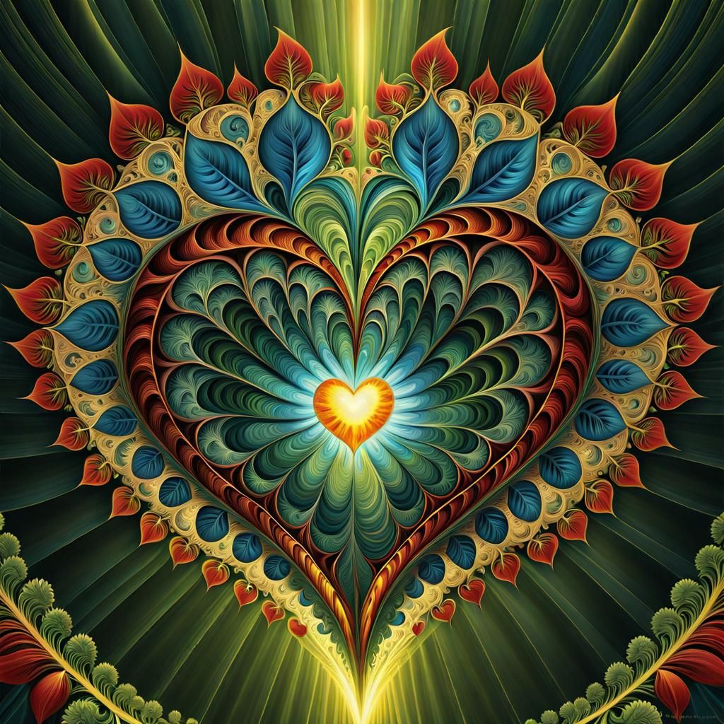 Radiant Fractal Heart Emanating Energy