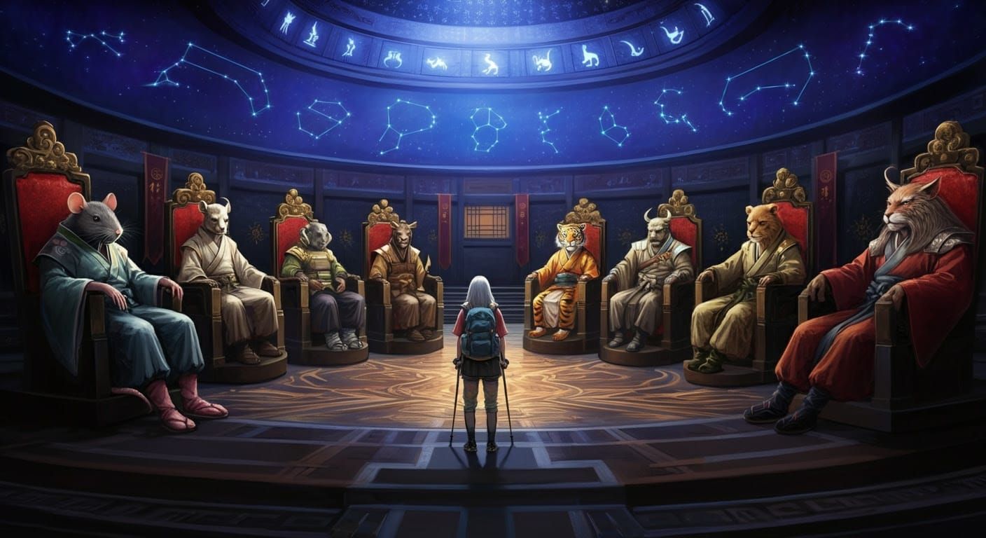 Japanese Zodiac Council Chamber Oil Painting