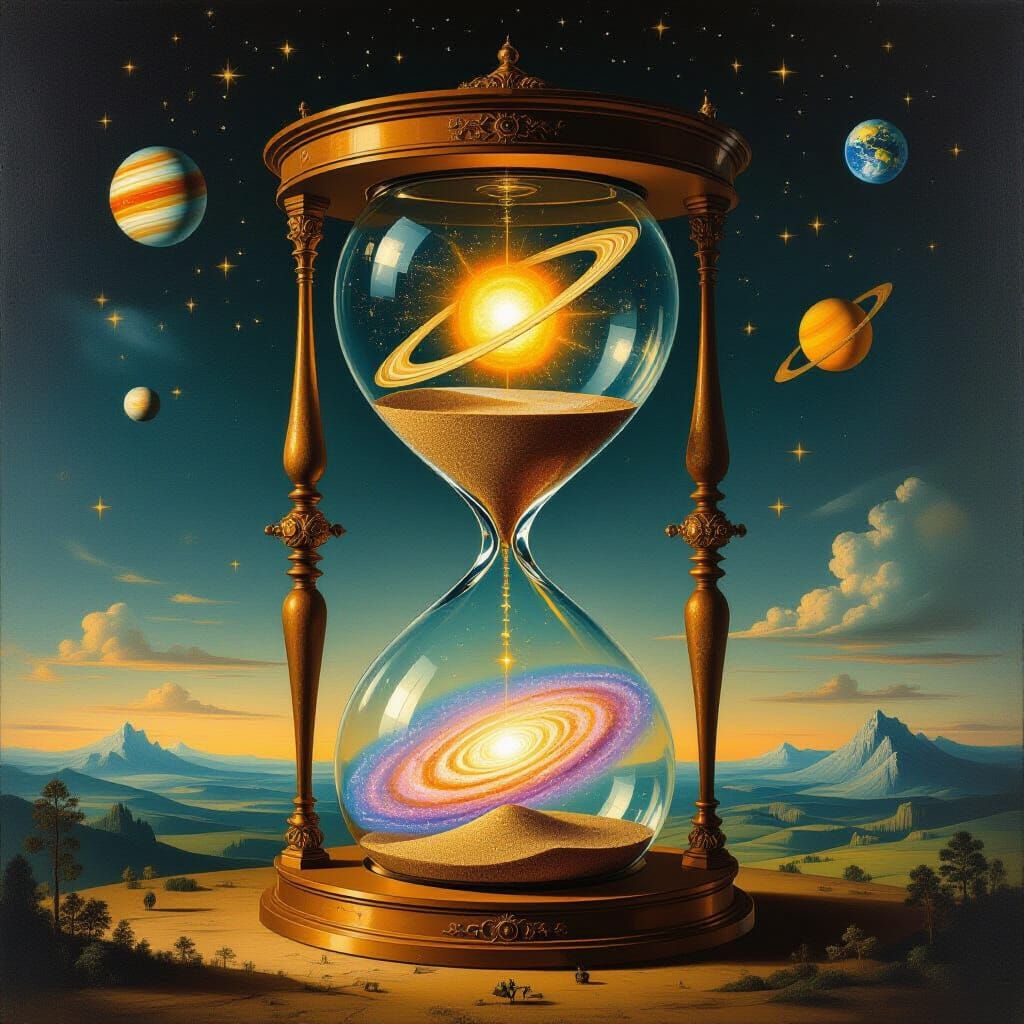 Surreal Baroque Solar System Hourglass Painting