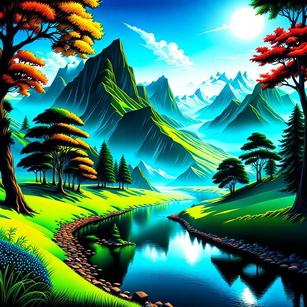 Vivid Dream Landscape with Dynamic Lighting