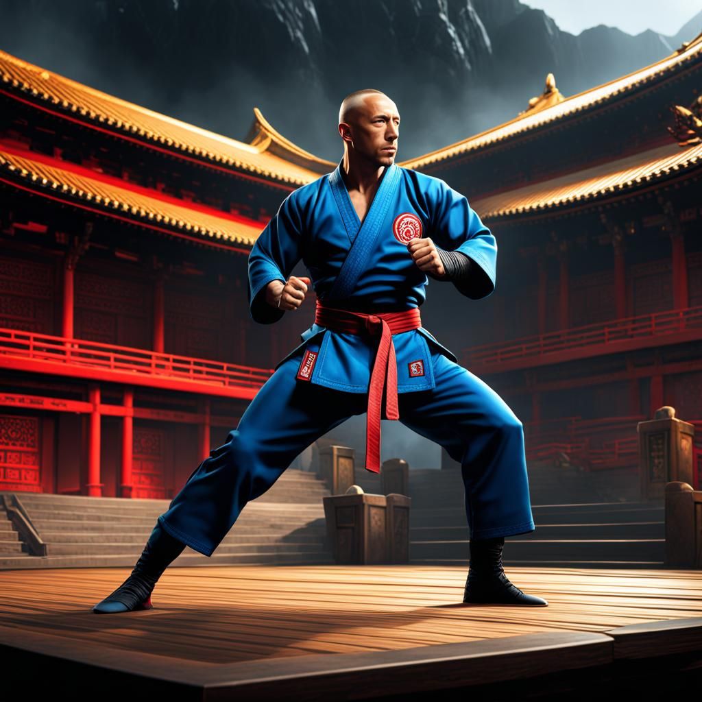 George St. Pierre Fighting Ninjas in Karate Outfit