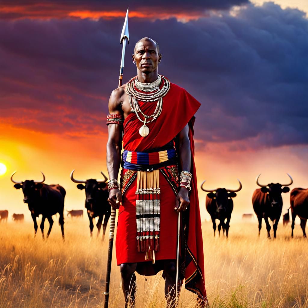 Majestic Masai Warrior in Morning Light