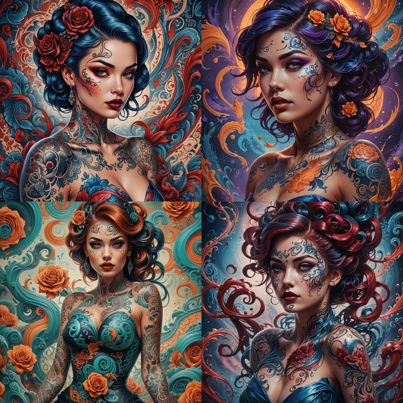 Tattoo Ink Pinup: Detailed Matte Painting
