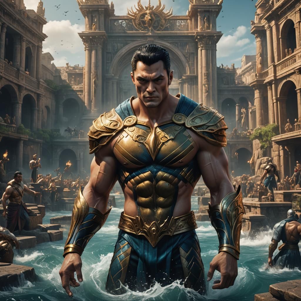 Roman Reigns as Namor: Detailed Matte Painting
