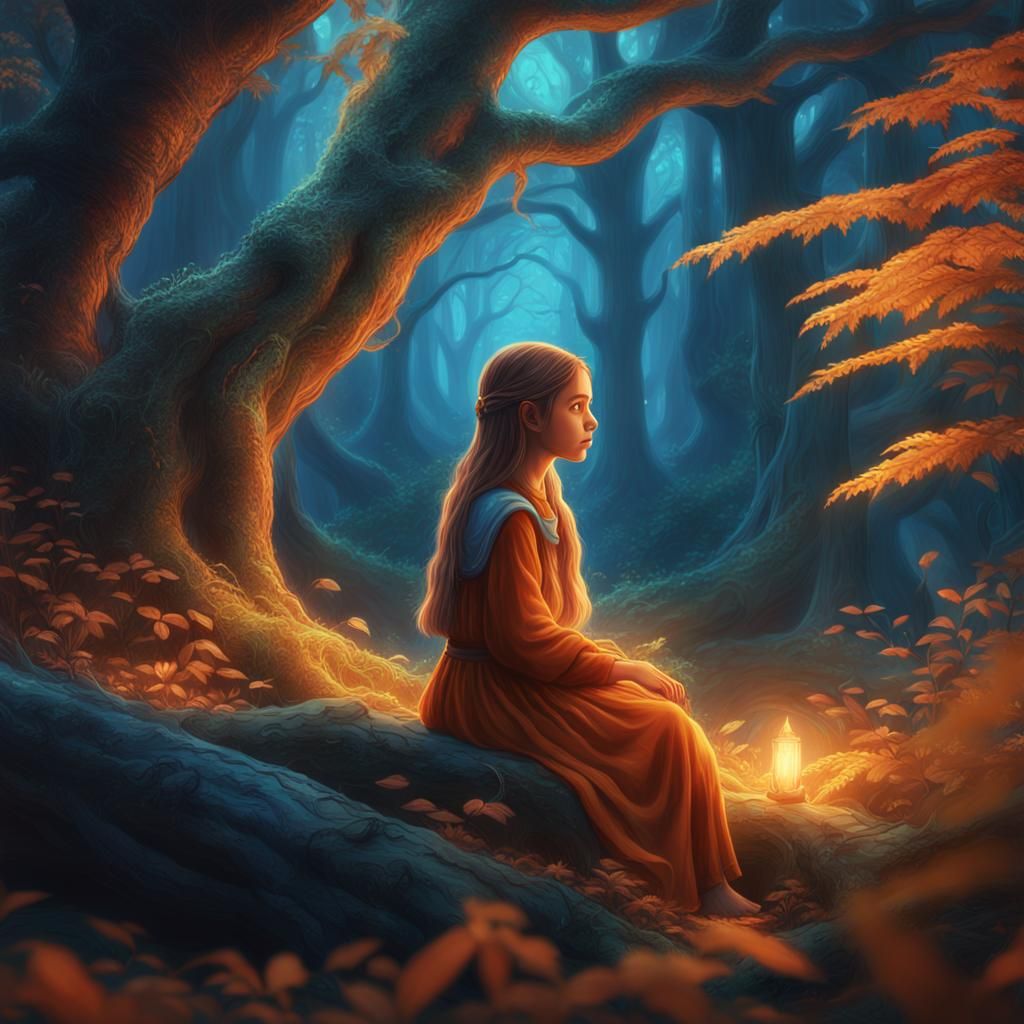 Mystical Forest Girl Portrait in Fantasy Art Style