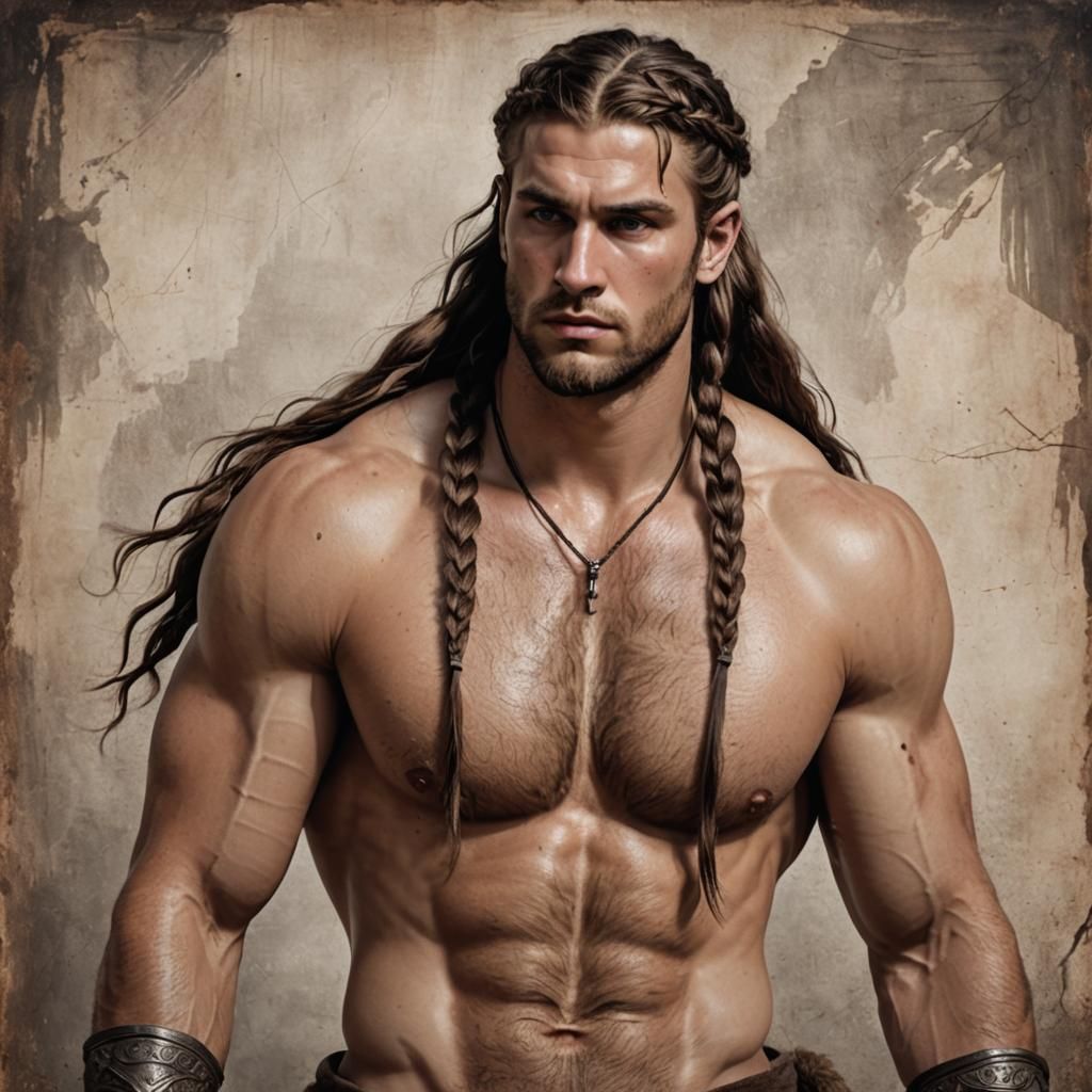 Handsome Dionysus with Braided Hair