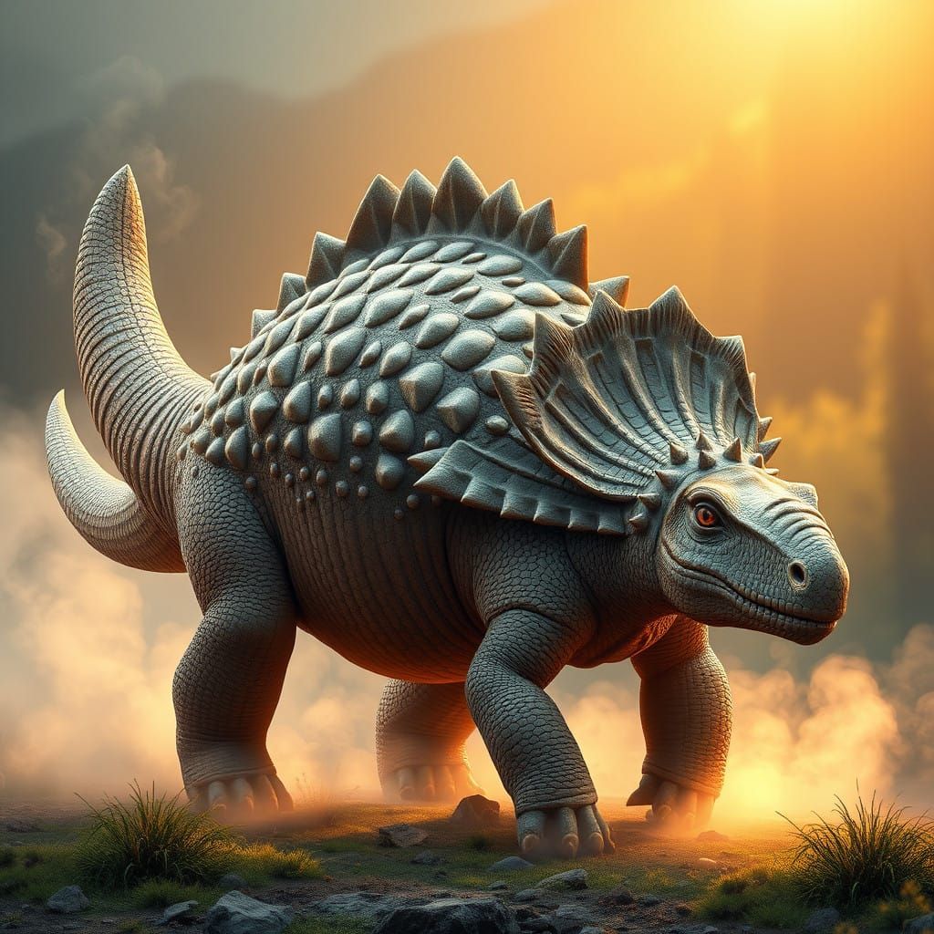 Ancient, Armored Ankylosaurus Majestically Rests in Primal W...