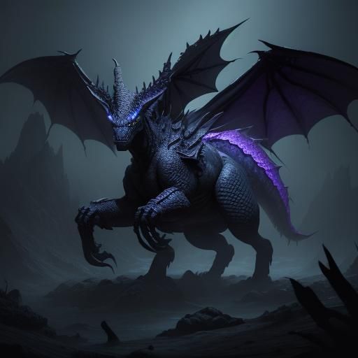 Shadowy Dragon Hatchling in Dark Fantasy Style
