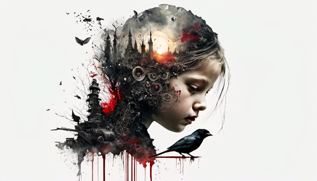 Dark Fantasy Chibi Girl with Machine