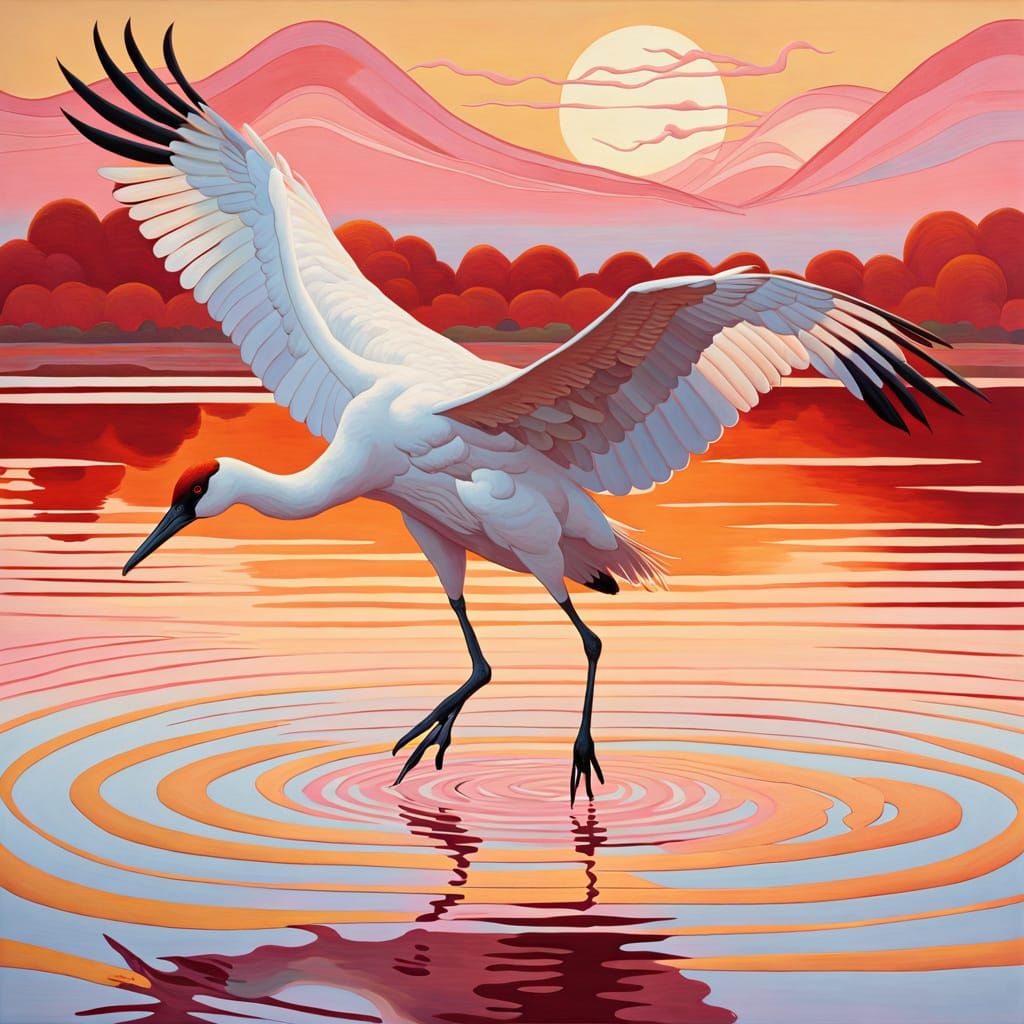 Whooping crane swoop