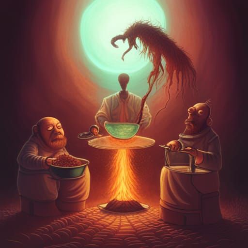 Alchemists making macaroni art