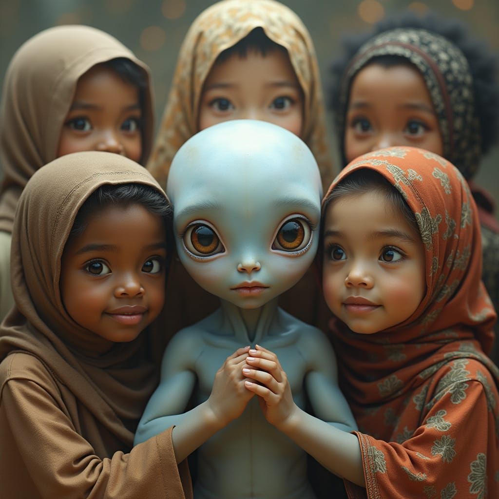 Telepathic Children United with Alien Friend