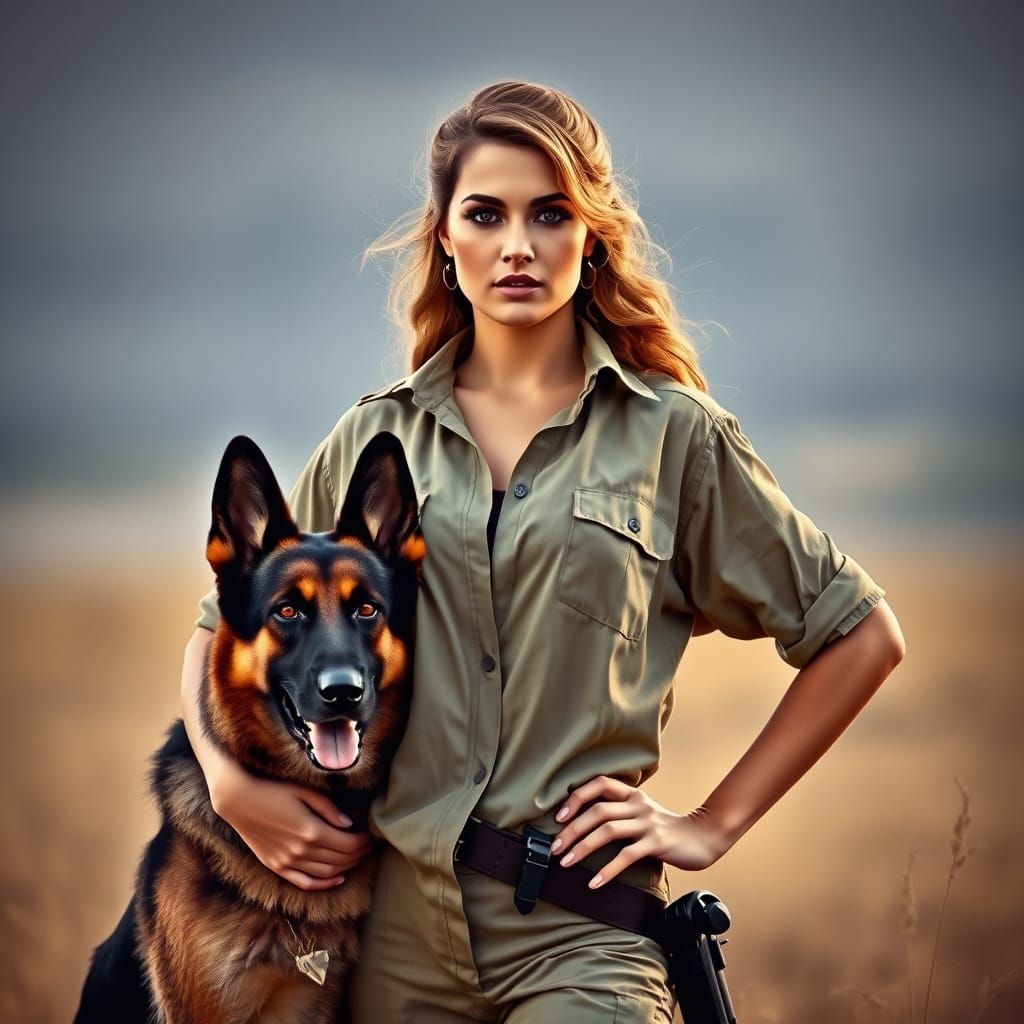 Glamorous Female Soldier in Classical Roman Sculpture Style