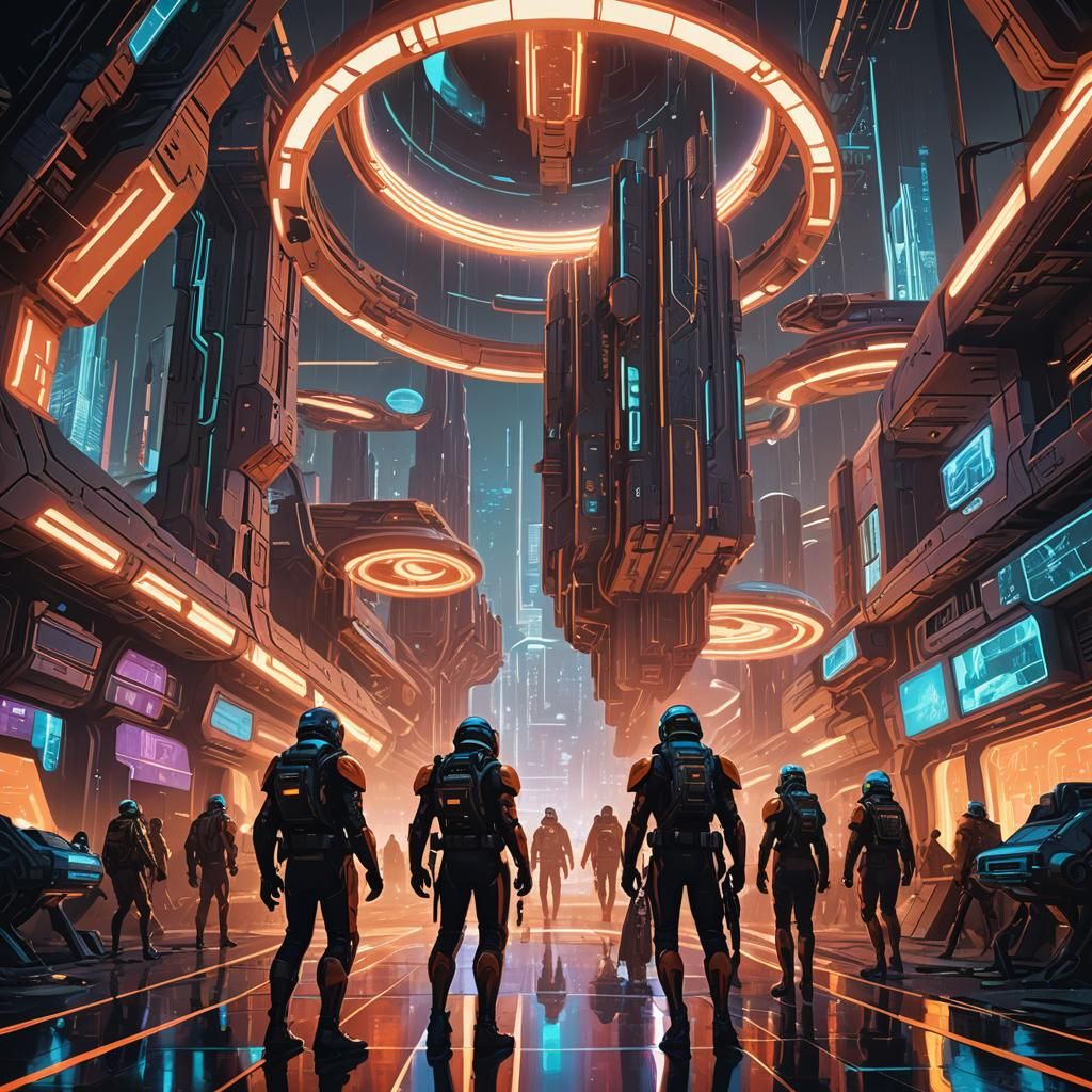 Rebels Infiltrate Realm of Gods in Sci-Fi Art
