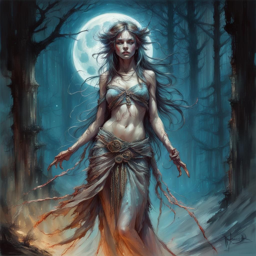 Intricate Moon Priestess Concept Art