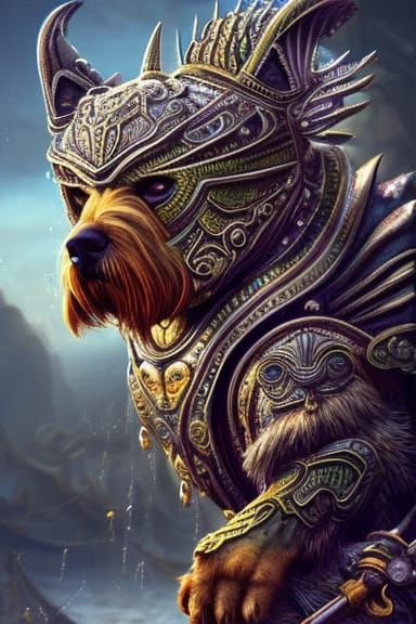 Armored Guard Dog in Detailed Fantasy Art