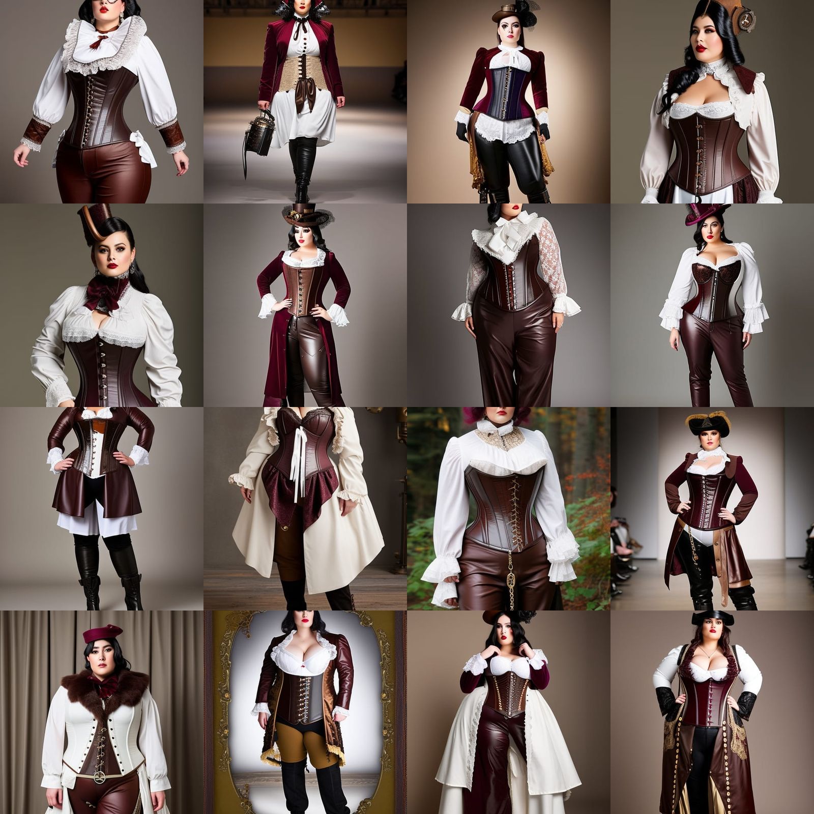 Steampunk Woman in Victorian Coat and Corset