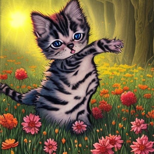 Ethereal Kitten in Whimsical Gothic Wonderland