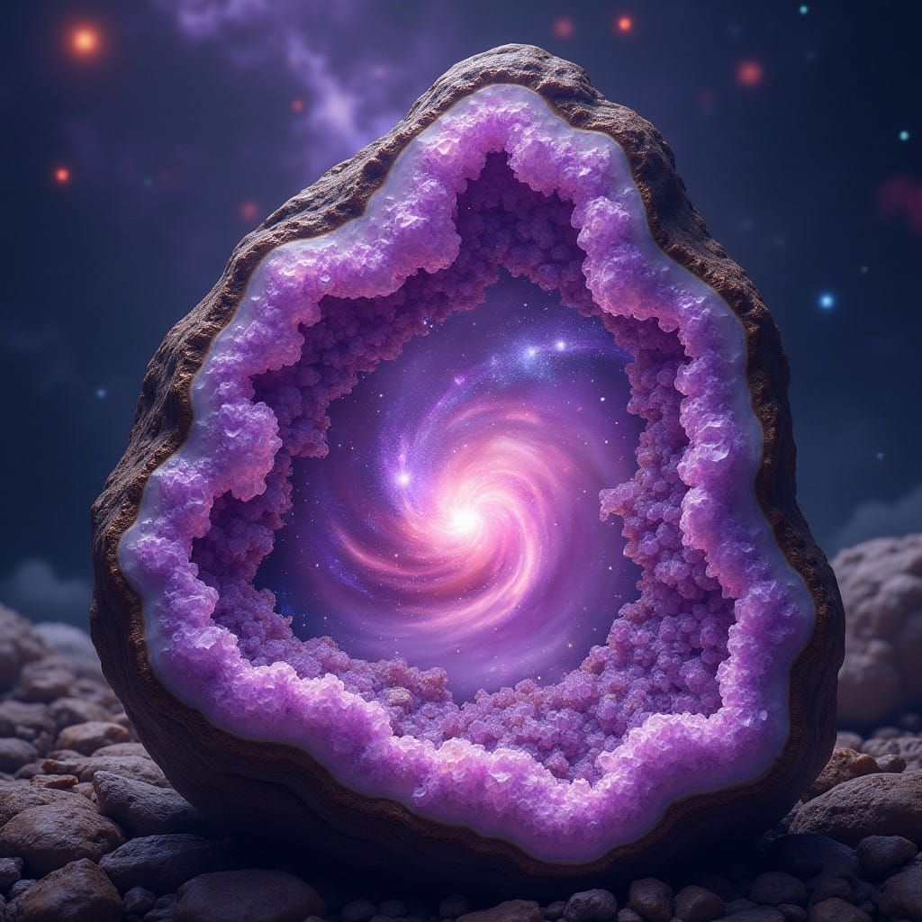 Vibrant Galaxy Inside Majestic Amethyst Geode