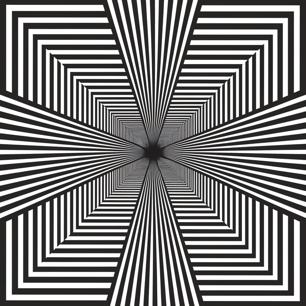 Black and White Stripe Optical Illusion in the Style of Brid...